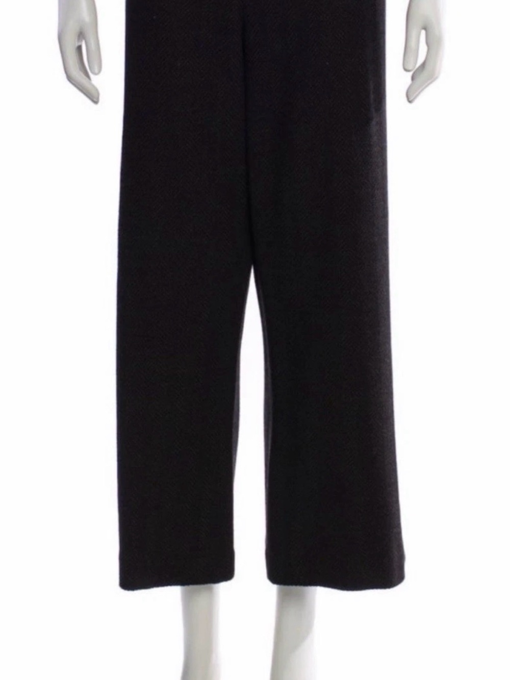 St. John Womens 16 Wide Leg Pants Black Wool Blend Stretch Trousers Crop Pull On